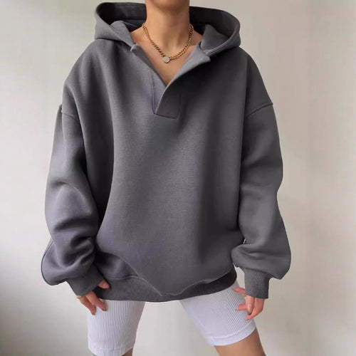 Ladies oversized hoodie with trendy collar Lune London