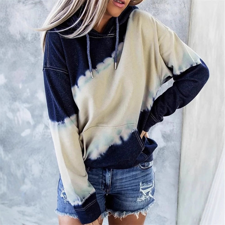 Casual hoodie for women with deep neck and unique tie-dye design Lune London