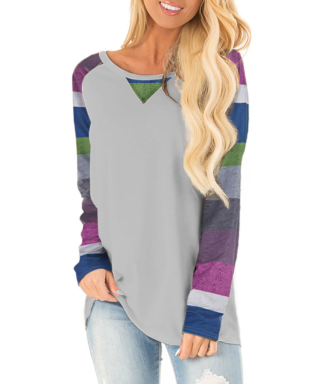 Casual long sleeve shirt for women with graphic pattern and side slits Lune London