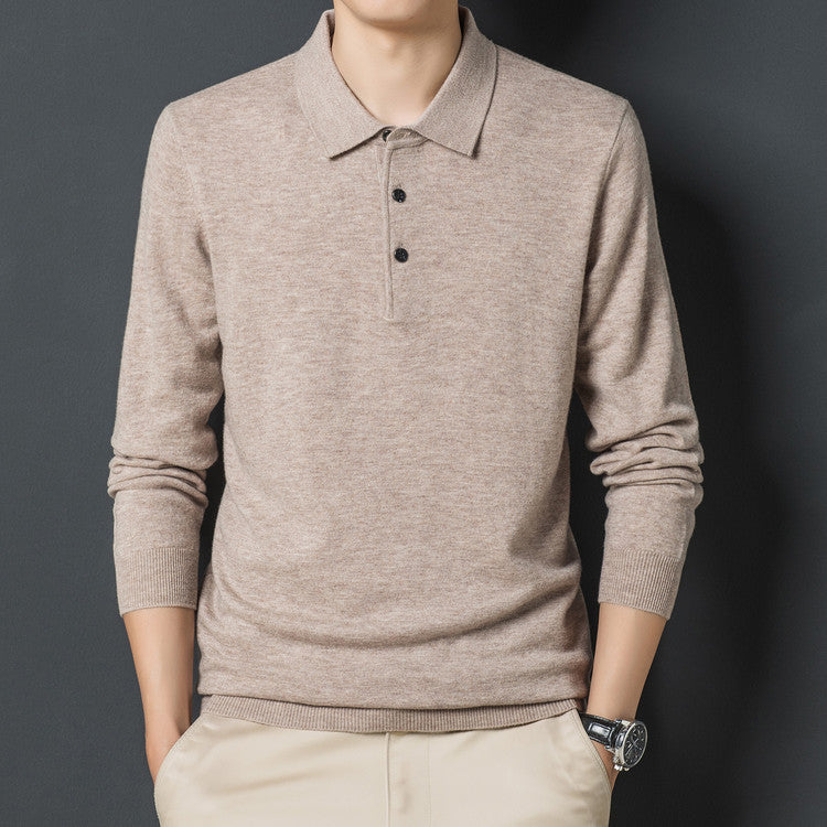 Lune London Elegant knit sweater for men with polo collar and button placket