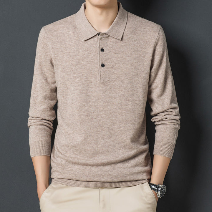 Lune London Elegant knit sweater for men with polo collar and button placket