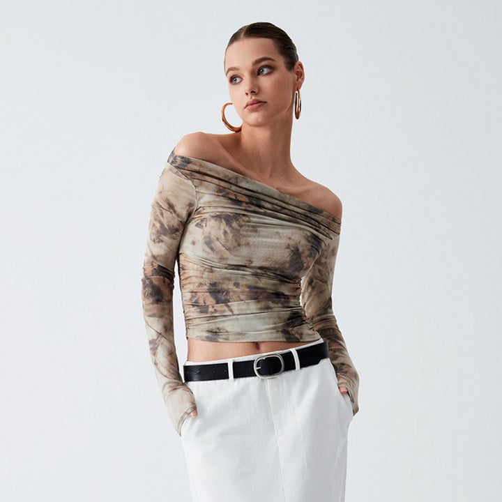 Ladies Elegant Off-Shoulder Top with Draped Design Lune London