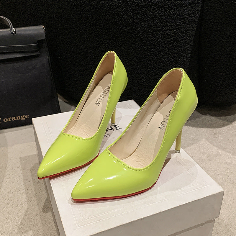 Ladies Elegant High Heels with Pointed Toe and Transparent Heel Lune London
