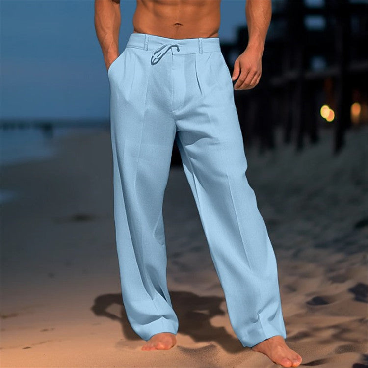 Men's Leisure Pants with Elastic Waistband and Practical Pockets Lune London