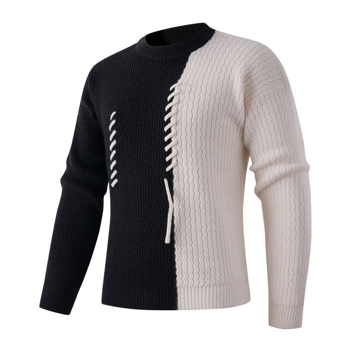 Men's knitted sweater with a modern cable pattern and contrasting details Lune London