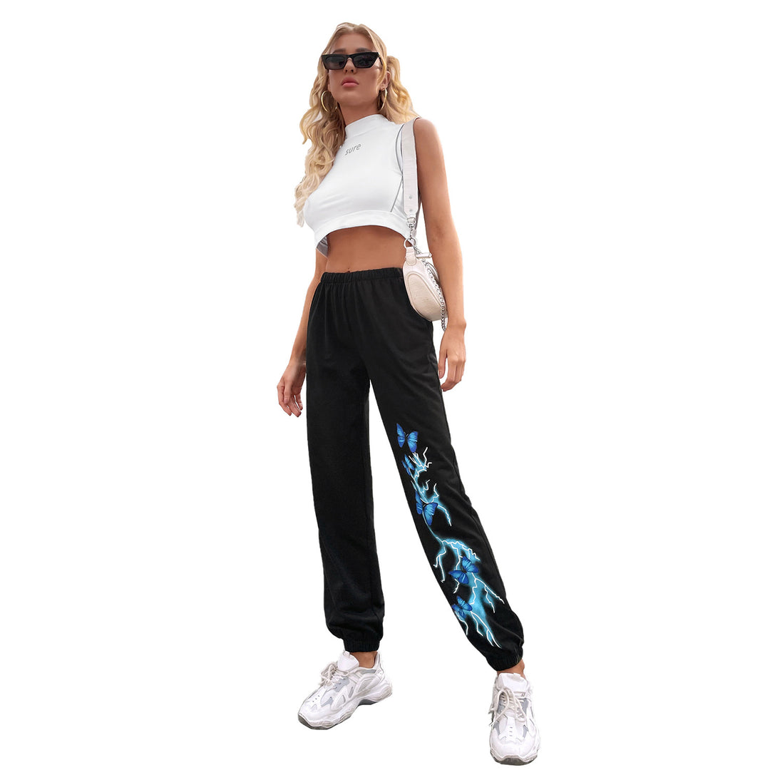 Pantalons de jogging décontractés pour femmes avec un design coloré de papillons et d'éclairs Chic & Stil