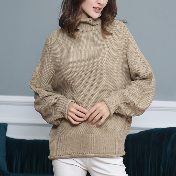 Pull femme en grosse maille avec col roulé et coupe aérienne Lune London