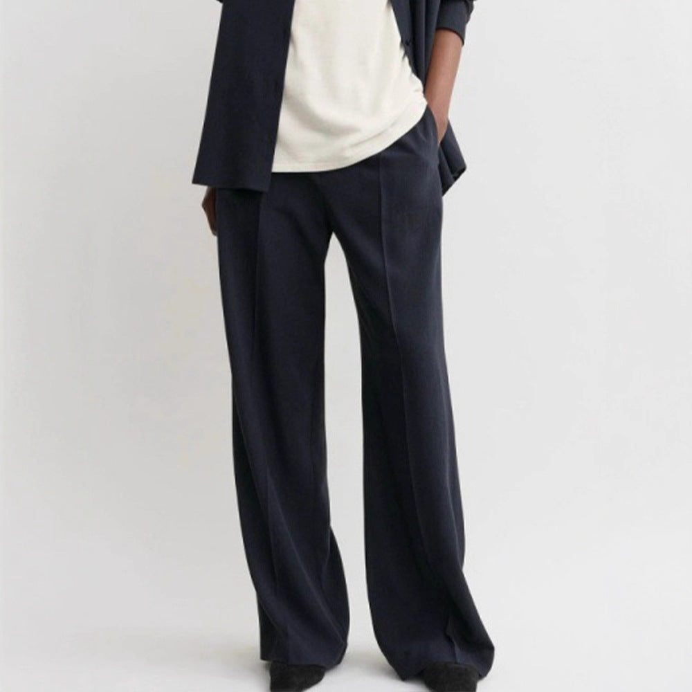 Pantalons en chiffon à coupe large pour femmes avec taille élastique Chic & Stil