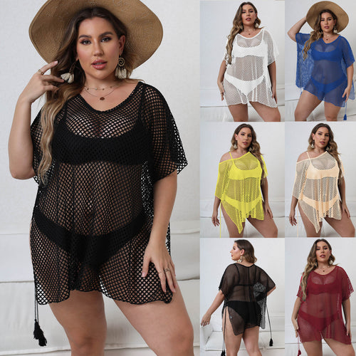 Ladies transparent crochet beach cover-up tunic Lune London