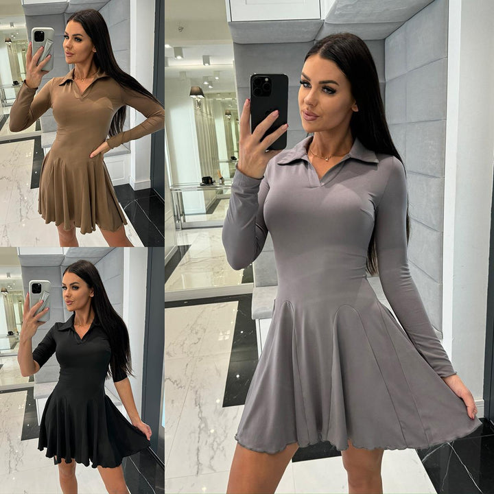 A-line dress for women with polo collar and flared skirt Lune London