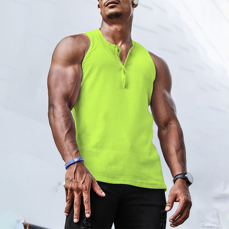 Men's sleeveless sports tank top with button placket and breathable fabric Lune London