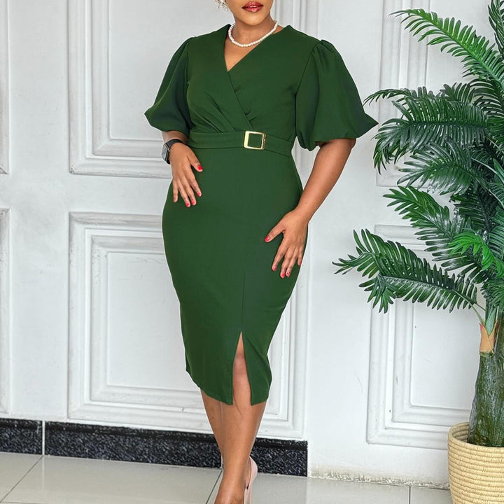 Wrap dress for women with elegant buckle accentuated Lune London