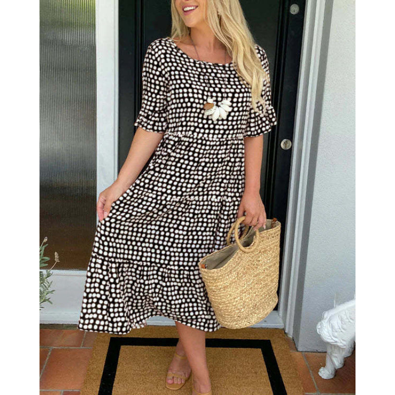 Midi dress for women in a relaxed boho style with tear-resistant material and elastic sleeves Lune London