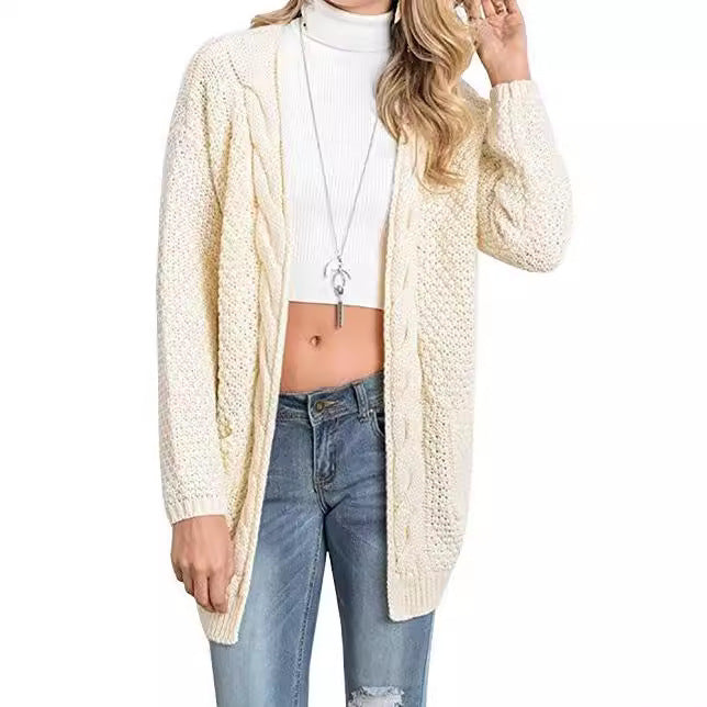 Casual knitted jacket for women with large pockets and open design Lune London