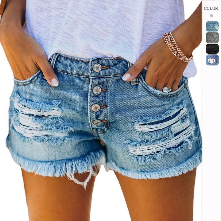 Shorts en Jean Femme avec Ourlet Effiloché et Look Délavé Décontracté Chic & Stil