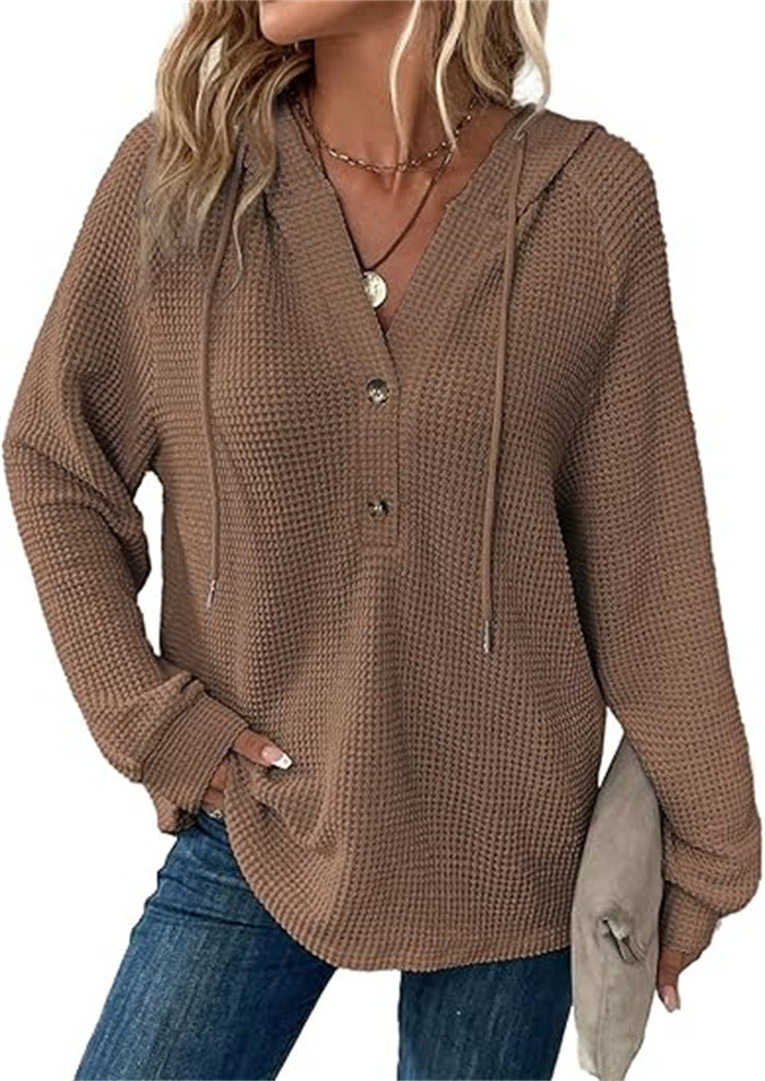 Ladies hooded sweatshirt in waffle texture Lune London