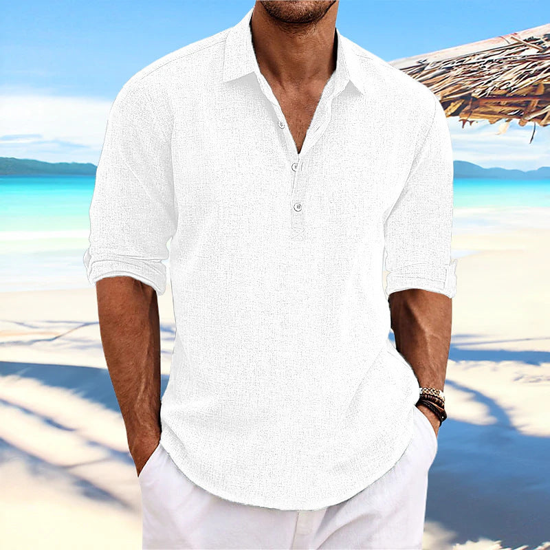 Light linen shirt for men with three-quarter sleeves Chic und Stil