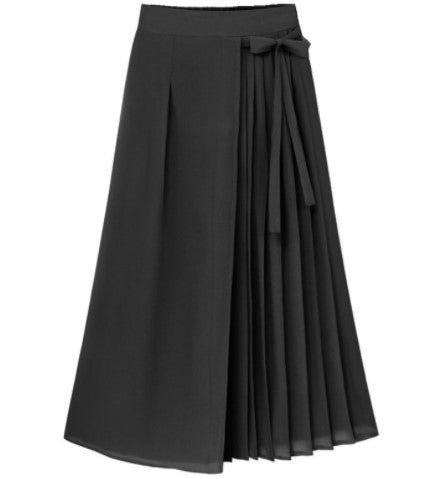 Pleated midi skirt for women with bow detail Lune London
