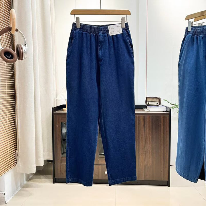 Pantalon en jean large et confortable pour femme avec taille élastique Chic & Stil