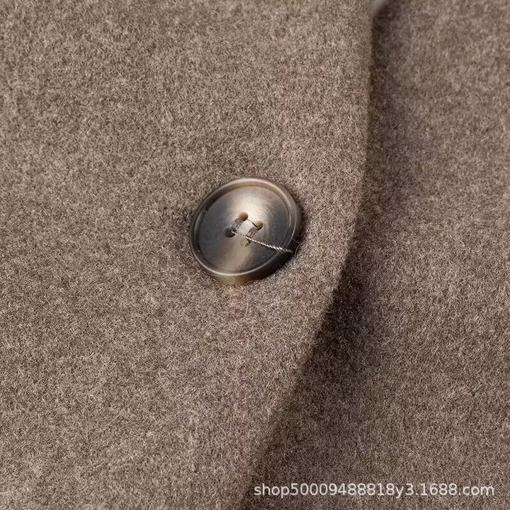 Elegant long-sleeve women's jacket with V-neck and simple button detail Lune London