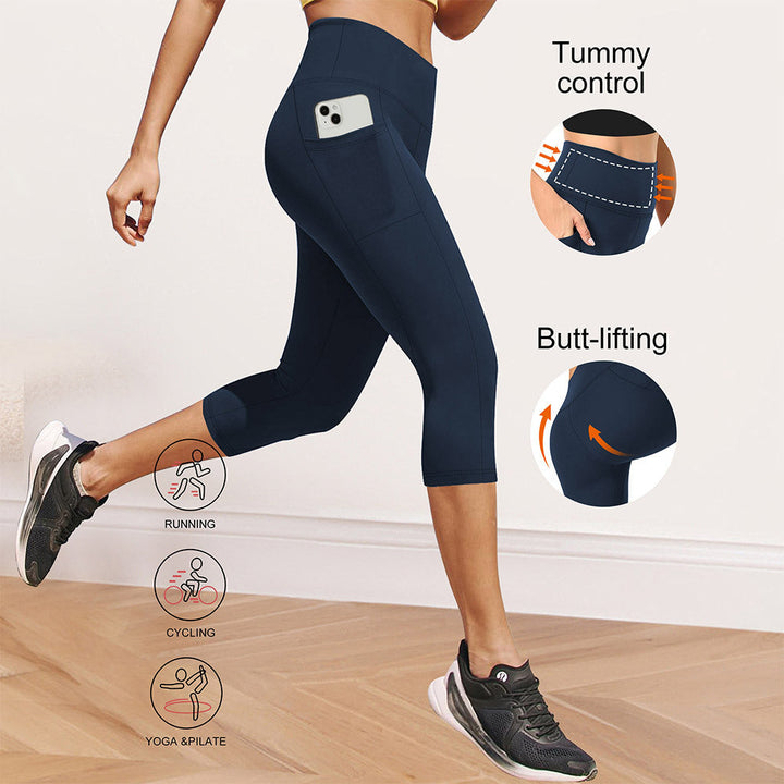 Women's Compression Leggings with Tummy Control and Side Pockets Lune London