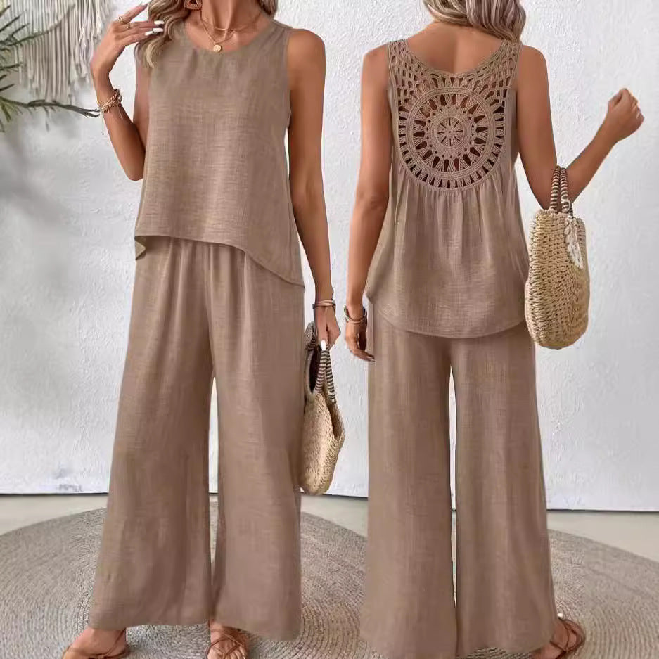 Ladies Relaxed Fit Wide Leg Pants Chic Combination Style
