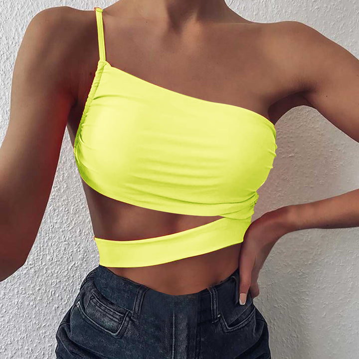 Women asymmetrical crop top with cut Lune London