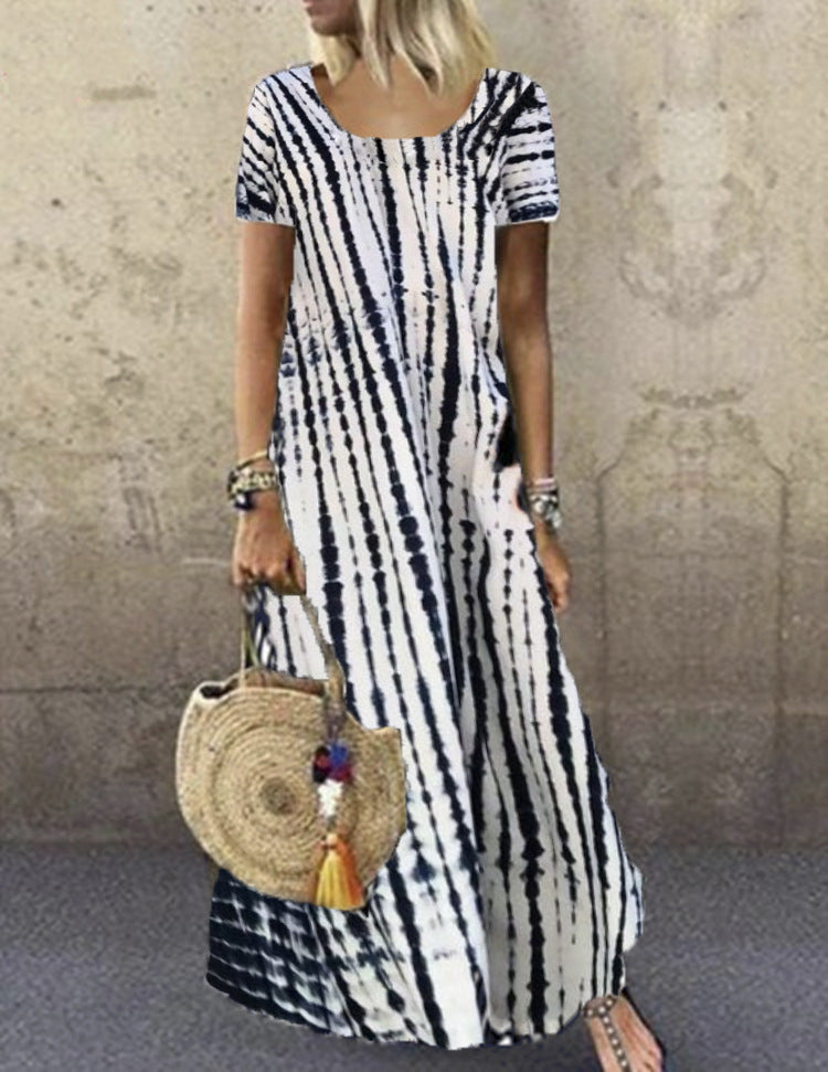 Lune London trendy striped pattern women's maxi dress