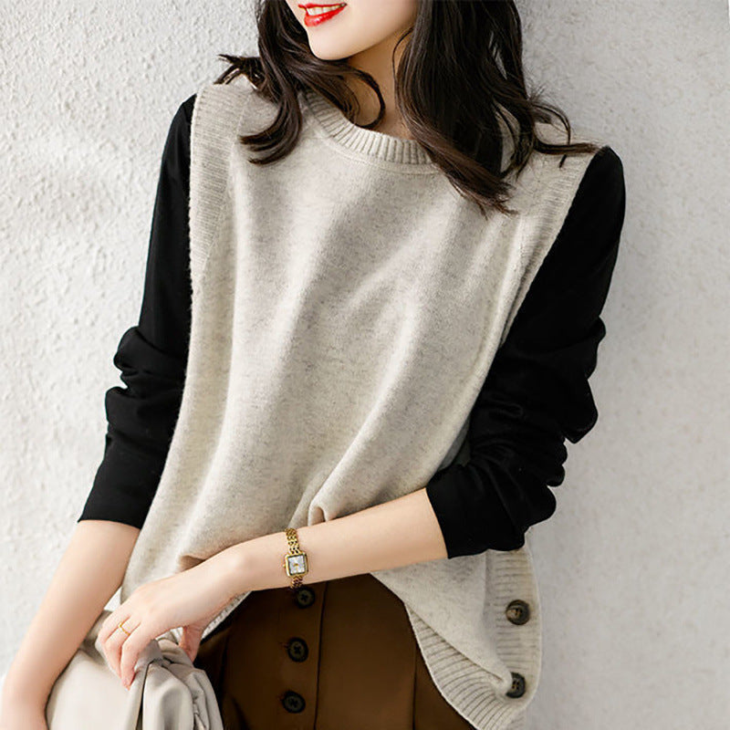 Gilet en tricot pour femmes avec des boutons décoratifs et un grand confort de port Chic & Stil