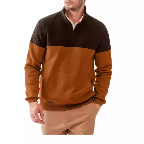 Fleece pullover for men with quilted details and high collar Lune London