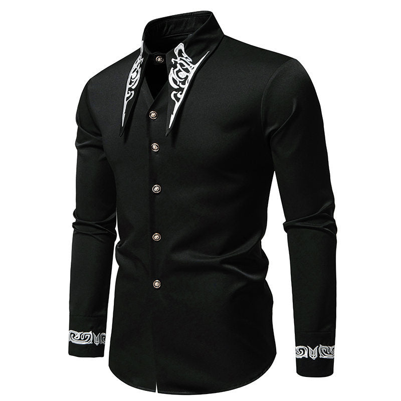 Elegant long sleeve shirt for men with an eye-catching collar pattern Lune London