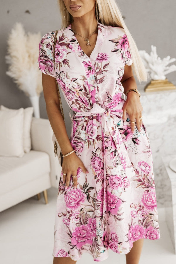 Lune London Abstract Print Button A-line Dress for Women