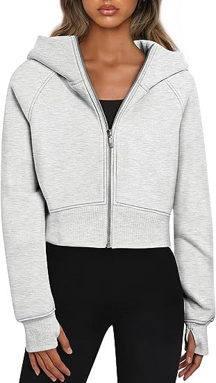 Cropped hoodie jacket for women with full zip Lune London