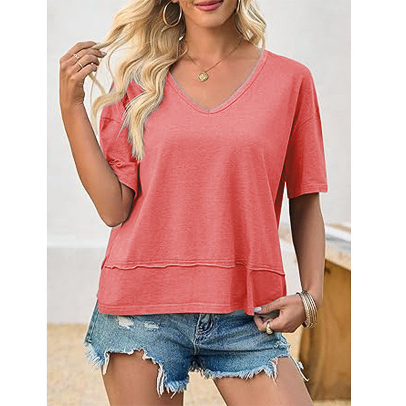 Lune London loose casual V-neck t-shirt for women