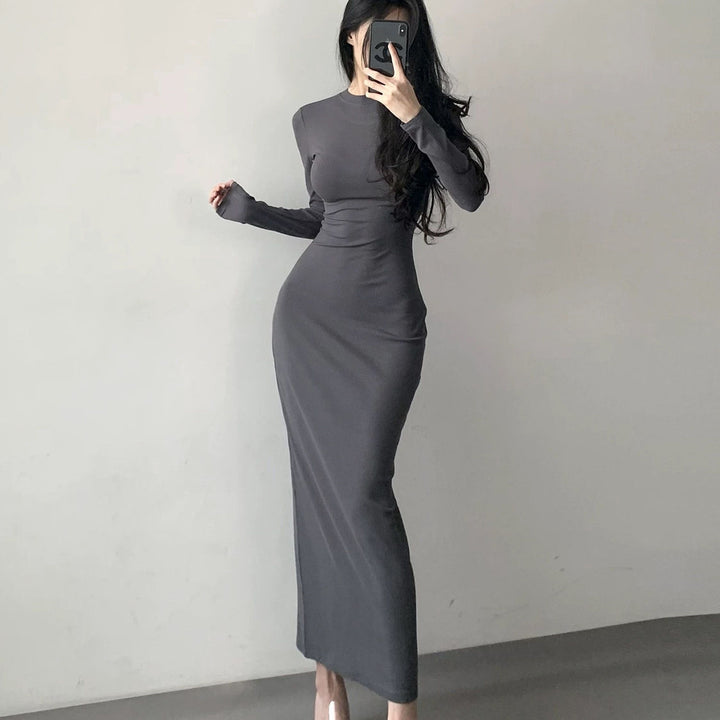 Lune London fitted long dress with long sleeves for women