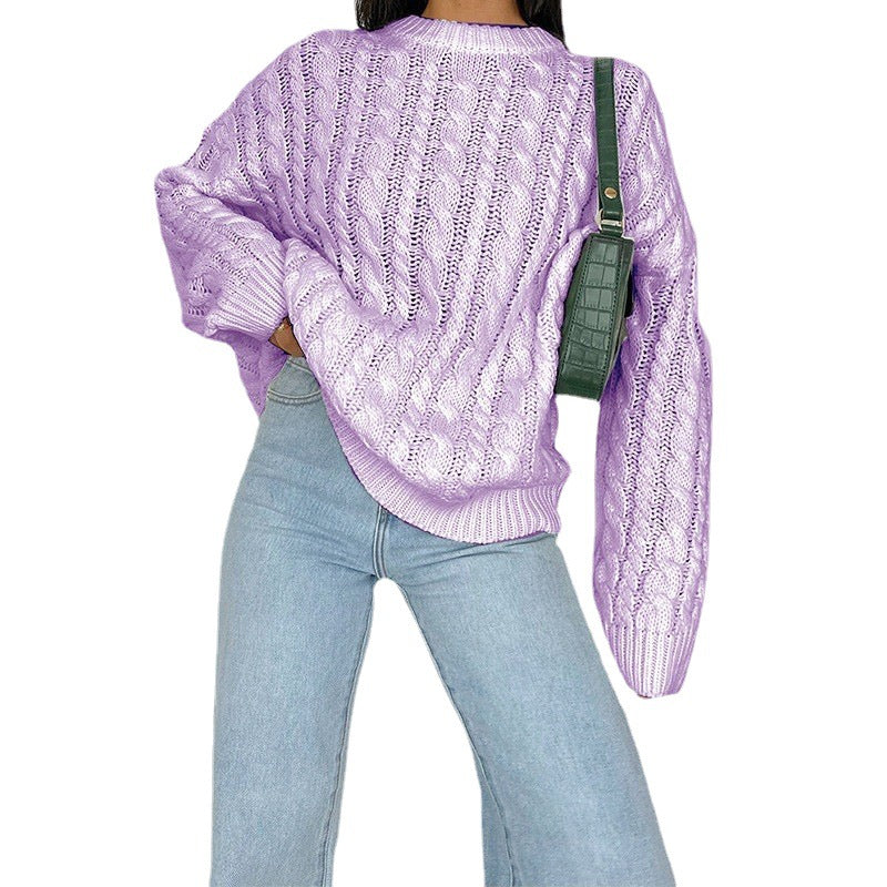 Chunky knit sweater for women with a refined twisted pattern in soft material Lune London