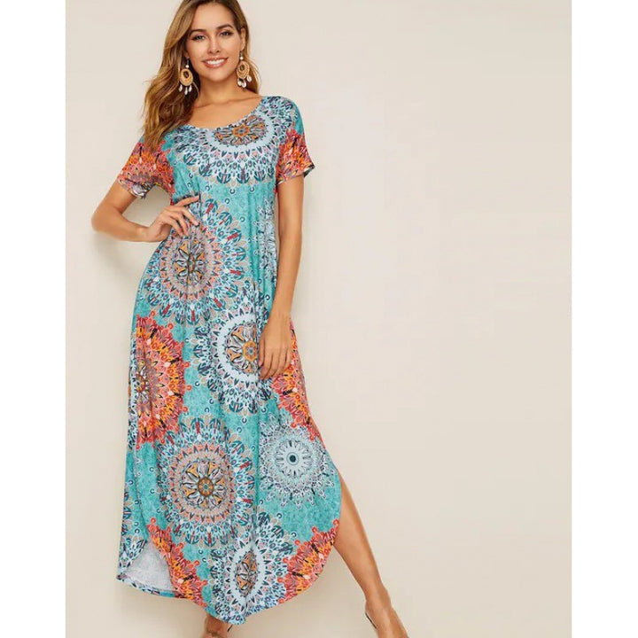 Robe d'été A-ligne pour femme avec motif mandala coloré Chic & Stil