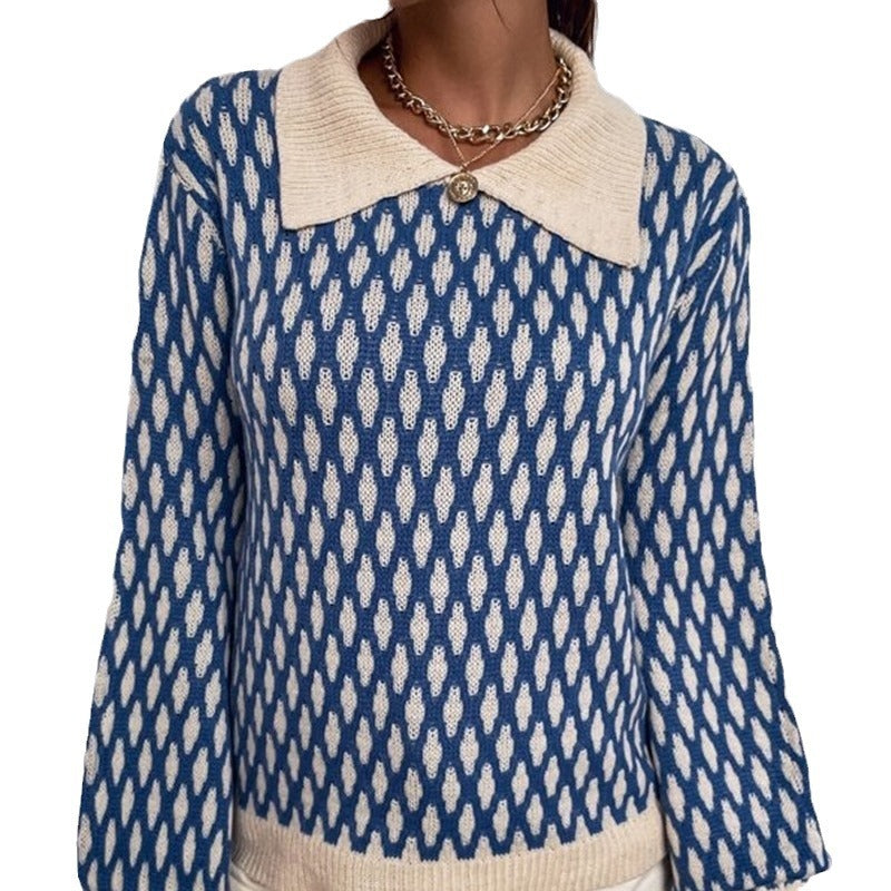 Pull femme designer avec col contrasté Lune London
