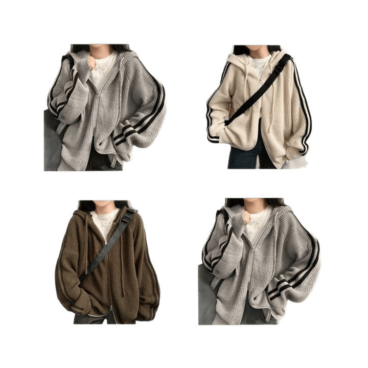 Ladies comfortable ribbed hooded sweater chic and style