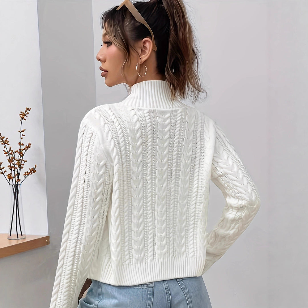 Trendy zip-up women's knit jacket with rich detail structure Lune London