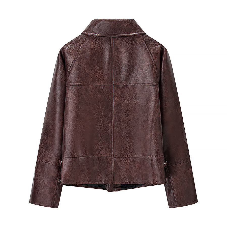 Veste en faux cuir pour femme au design moderne avec des poches élégantes Chic & Stil