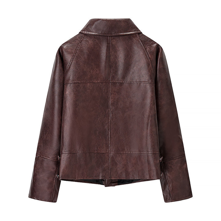 Veste en faux cuir pour femme au design moderne avec des poches élégantes Chic & Stil