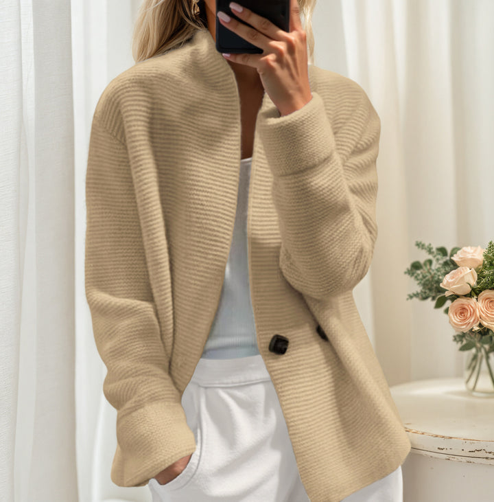 Women's cardigan with a high collar and elegant button closure Lune London