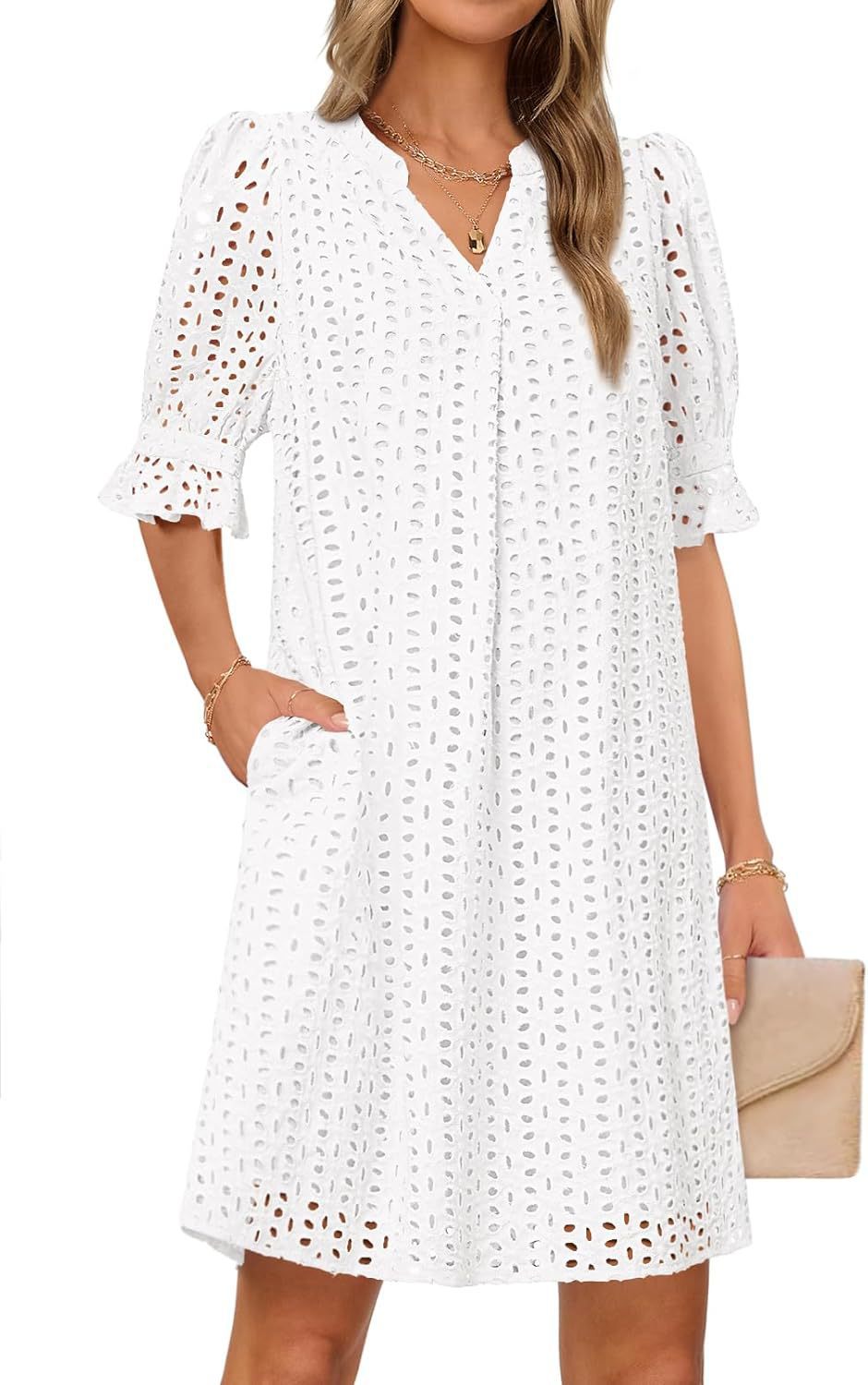 Fluid summer dress for women with elegant lace details Lune London