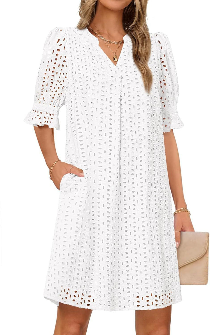 Fluid summer dress for women with elegant lace details Lune London