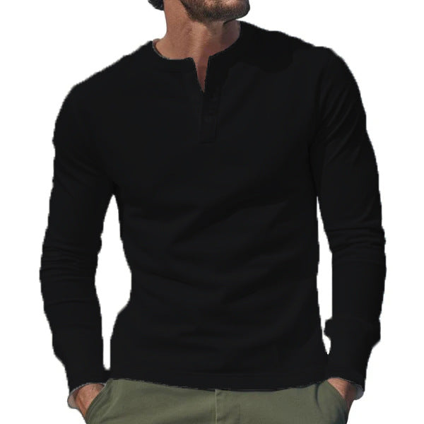 Men's Chic and Stylish Long Sleeve Henley T-shirt