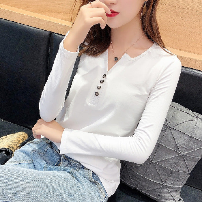 Women's long sleeve shirt with button placket and Femme-Style Chic & Stil