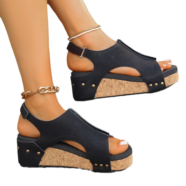 Wedge sandals for women with open heel and trendy studs Lune London