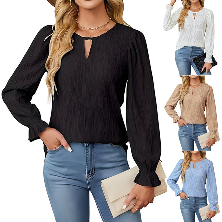 Knitted blouse for women with decorative sleeve finishes Lune London