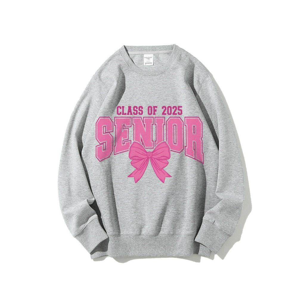 Sweatshirt pour femmes avec l'année de graduation et design de nœud décoratif Chic & Stil
